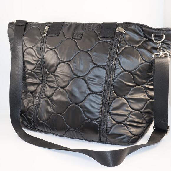 JoyLab Black Quilted Yoga Tote Bag with Mat Holder Travel Gym - Picture 1 of 8